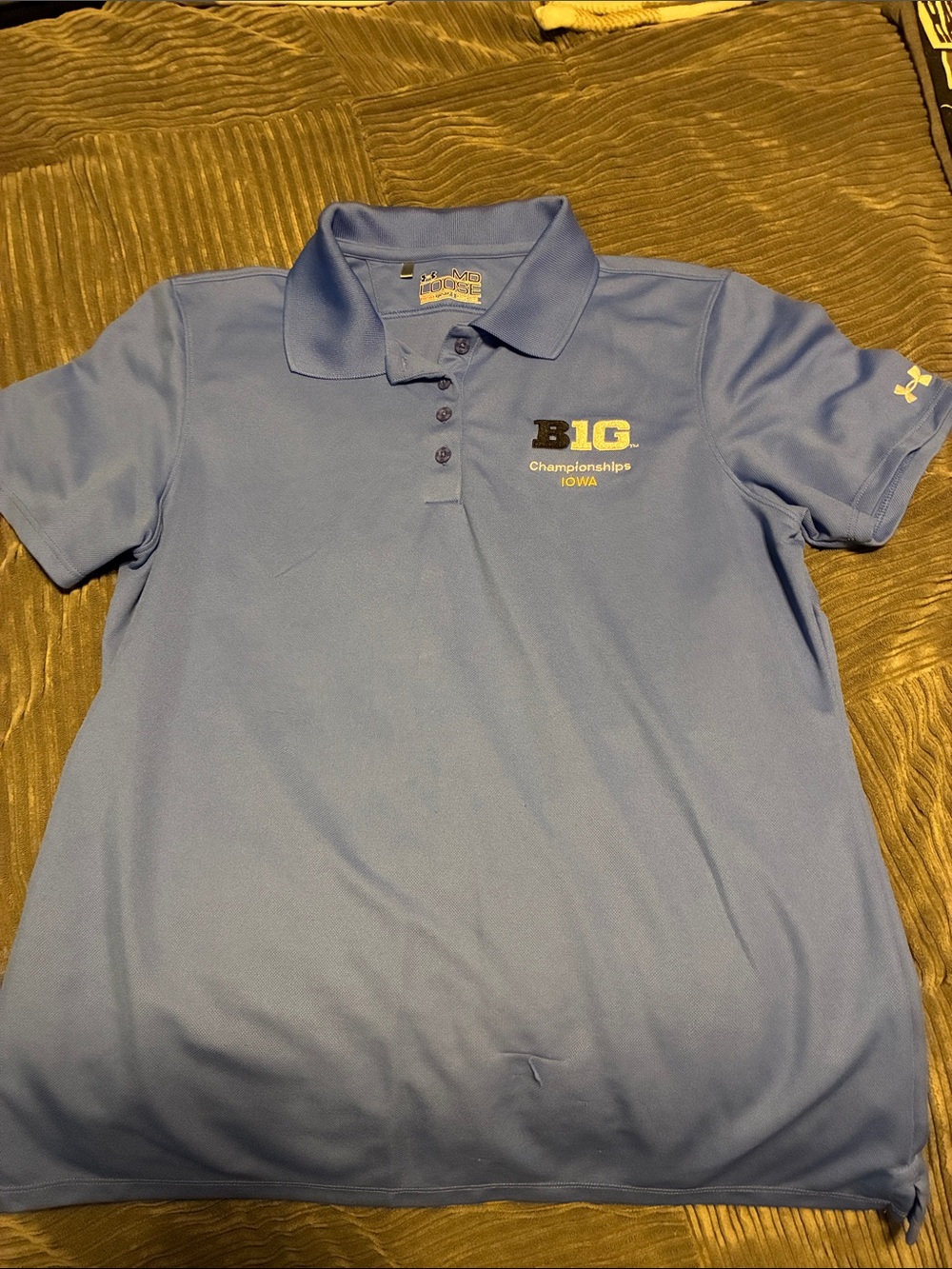 Under Armour Light Blue Boys Polo with Big Ten Championships Iowa Logo